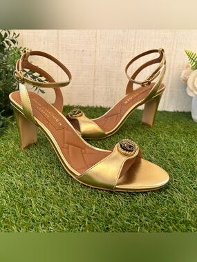 Kurt Geiger  LONDON women CHELSEA HEEL SANDAL GOLD SIZE EUR 41US 10 3.5” new